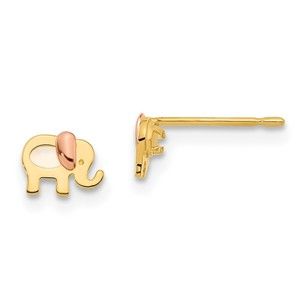 14k Madi K Children's Jewelry Two-tone Gold  MOP Elephant Post Earrings